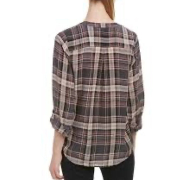 Joie Coralle 100% Silk plaid Peasant blouse - Picture 3 of 9